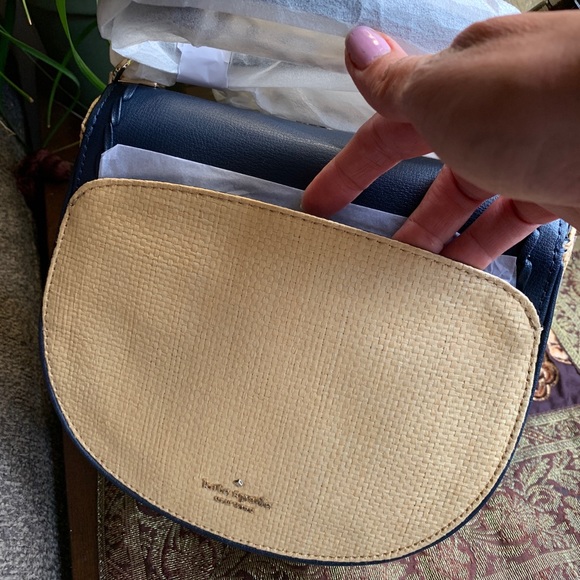 LIMITED EDITION🔥Authentic Kate Spade leather/straw woven turn lock flap Crosby - Picture 5 of 12